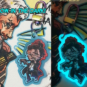 Goro Takemura Cyberpunk 2077 GLOW in the DARK double sided keychain acrylic 5cm keychain keyring