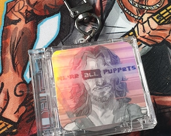 handmade cyberpunk 2077 cd keychain charm samurai cd keyring johnny silverhand  we are all puppets  5cm x 4cm