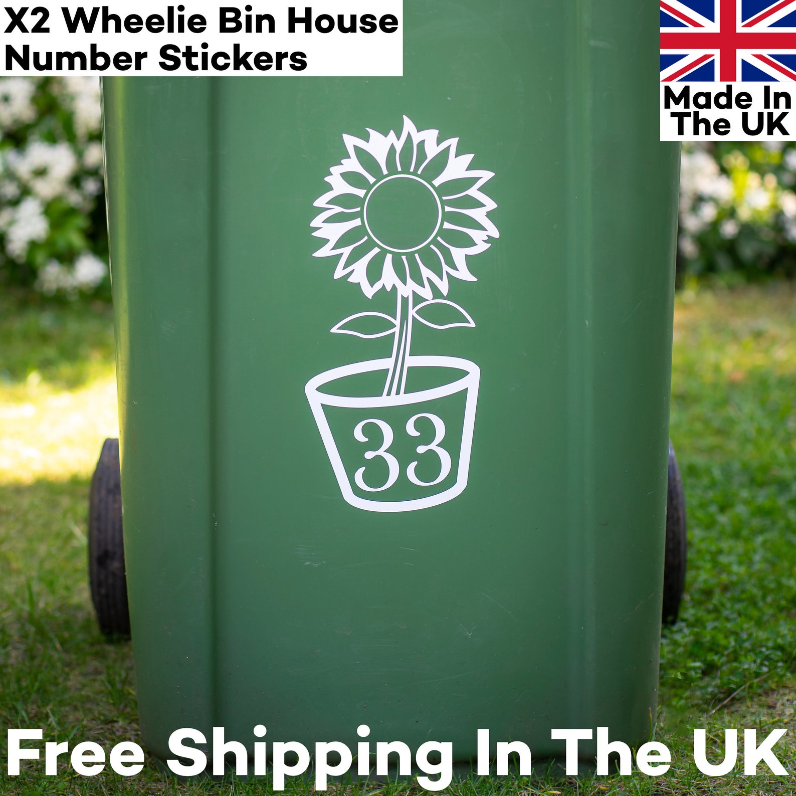Wheelie Bin Sticker X2 Large Custom Number Stickers With Etsy