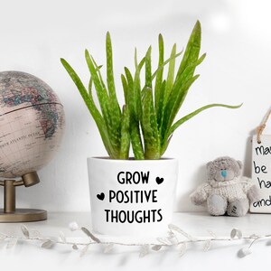 Pflanzentopf Aufkleber "Grow Positive Thoughts" Aufkleber, Vinyl Aufkleber, Süßer Pflanzentopf Aufkleber (Pflanzentopf nicht inklusive)