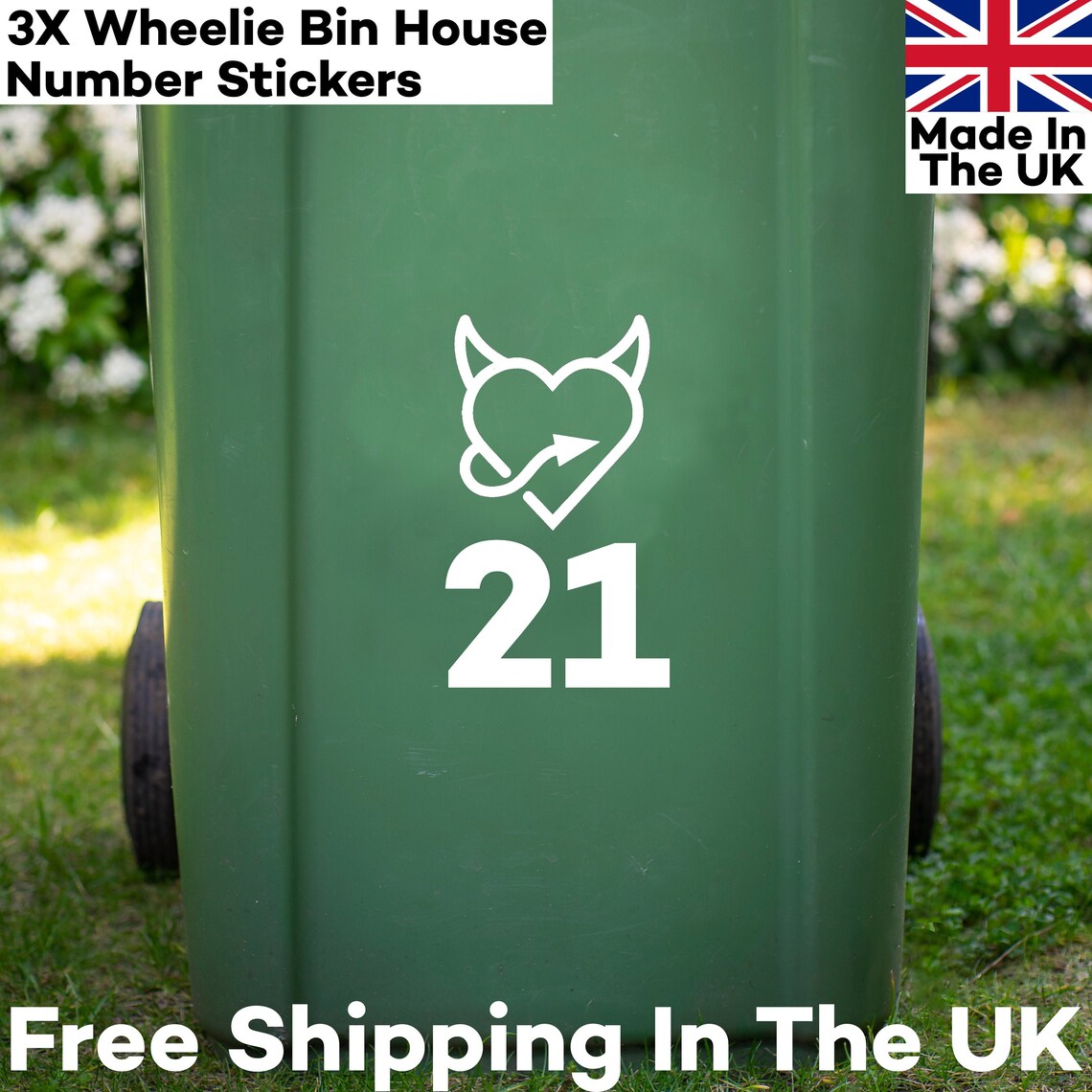 Wheelie Bin Sticker X3 Large Custom Number Stickers With Etsy UK