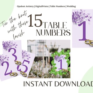 Lola Modern Wedding Table Number, A set of 15 ( 5x7's ) Table Numbers, Digital Download, Printable Table Numbers,