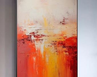 Vibrant sunset painting canvas art abstract sunset painting, red wall painting, large landscape painting large living room wall art