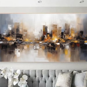 New York Painting Cityscape Painting original textured brown city wall art Painting Urban Painting Night City canvas Painting wall art