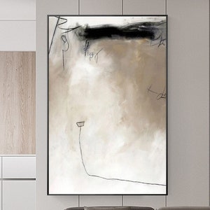 Brown minimalist painting gray wall art original abstract painting brown Wabi-Sabi art painting wabi sabi wall art canvas large wall art