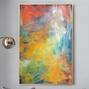 Vibrant Abstract Impasto Painting on Canvas Multicolored Textured Wall Art large blue Modern original canvas Palette Knife Room Wall Art