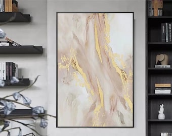 Modern abstract art acrylic painting gold wall art champagne painting on canvas brightness wall art acrylic painting extra large wall art