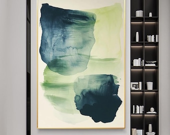 green Abstract painting green acrylic canvas blue painting brightness wall art painting large green painting large living room wall art