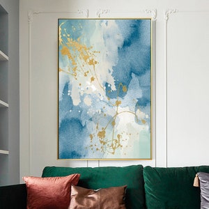 Abstract Painting On Canvas Green Landscape Blue Mountain Acrylic Painting White Cloud Green Scenery Extra Large Living Room Wall Art Decor Art Collectibles Painting Delage Com Br