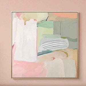 Großes abstraktes Leinwand Gemälde lebendige Farbblöcke Malerei auf Leinwand pink grün strukturierte Kunstwerk extra große Wohnzimmer Wandbilder Bilder
