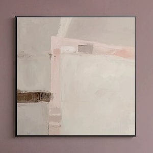 Abstrakte acryl Malerei, geometrische Malerei braun rosa Leinwand, moderne abstrakte Malerei grau auf Leinwand, Wabi Sabi Wandbild