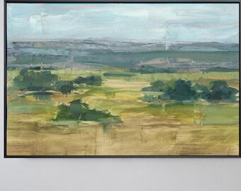 Abstract scenery painting on canvas Minimalist Landscape Oil Painting landscape acrylic green tree painting contemporary art large wall art