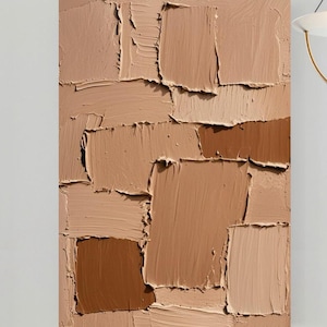 abstract art wall oil painting brown Minimalist Painting on Canvas 3D Minimalist earth Tone textured painting textured wabi sabi wall art