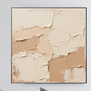 3D Abstract Wabi sabi beige wall art, Brown painting, earth tone painting on canvas, beige wall Art, original minimalist brown painting