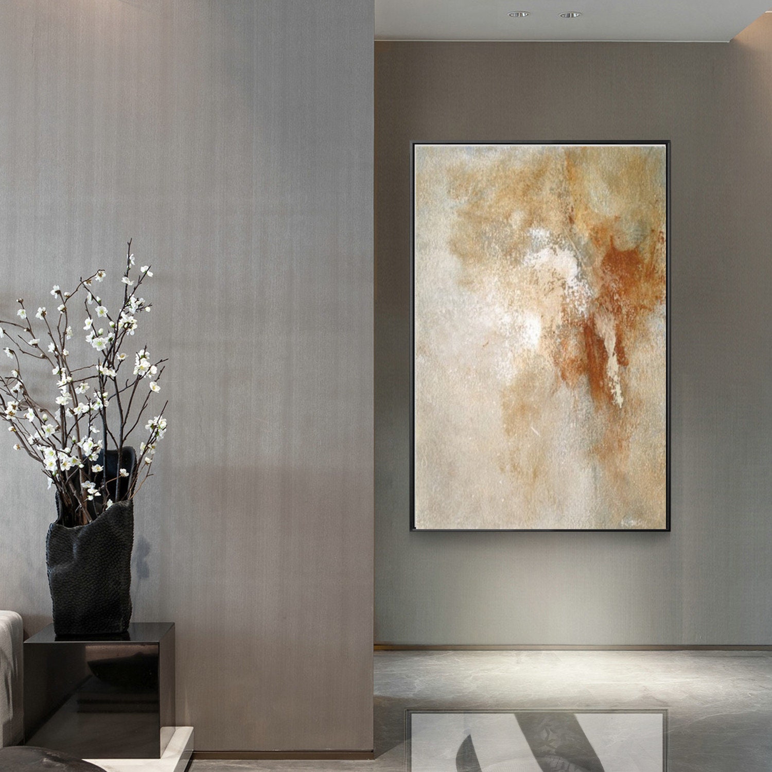 Large Abstract Painting on Canvas Brown & Beige Canvas Painting Modern ...