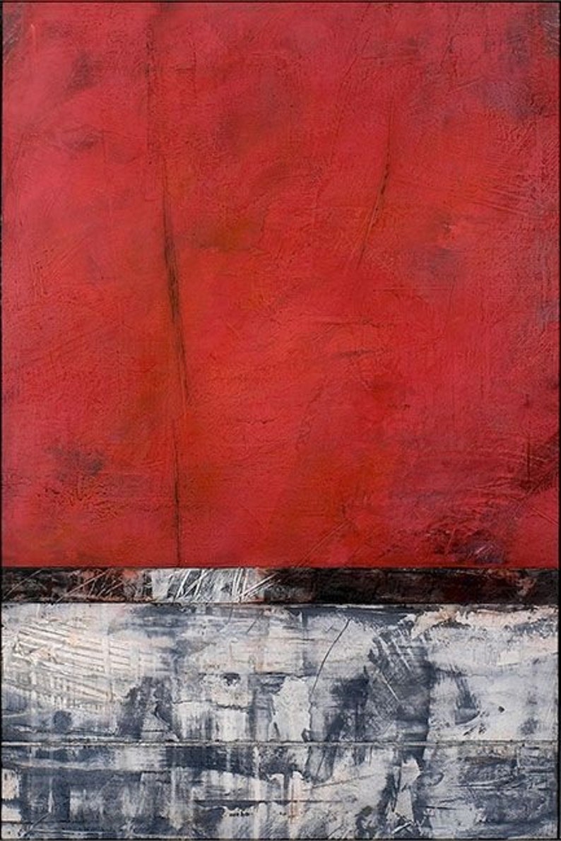 Modern Abstract Painting Red Canvas Painting Geometry Abstract Etsy