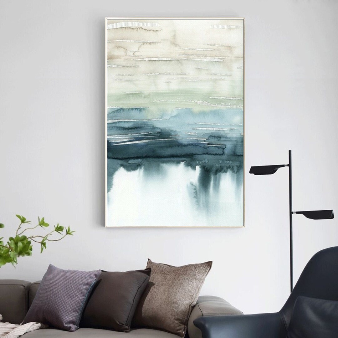 Abstract Painting on Canvas Green Landscape Painting Abstract Teal ...