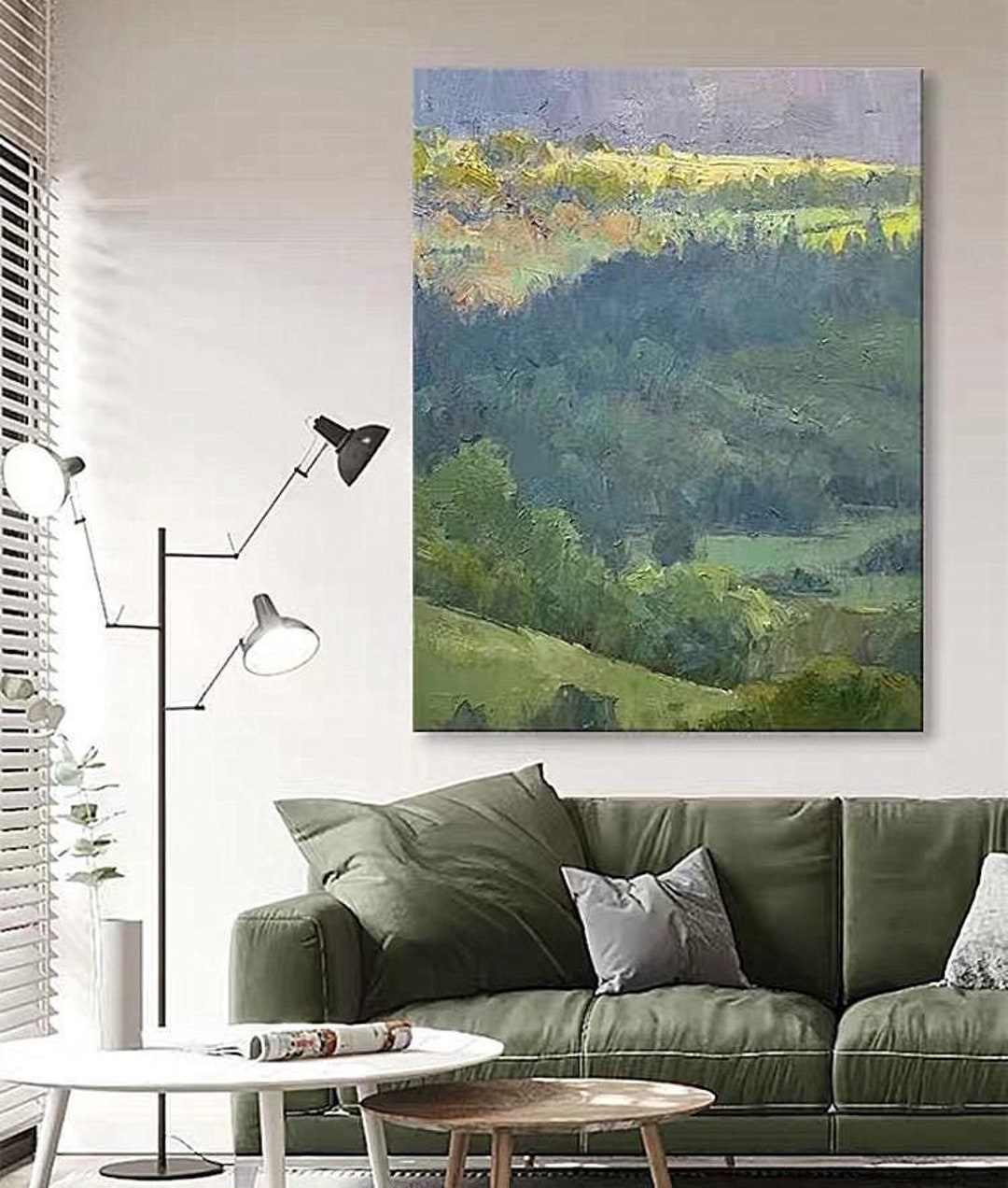 Original Green Forest Painting on Canvas Abstract Textured Art Green ...