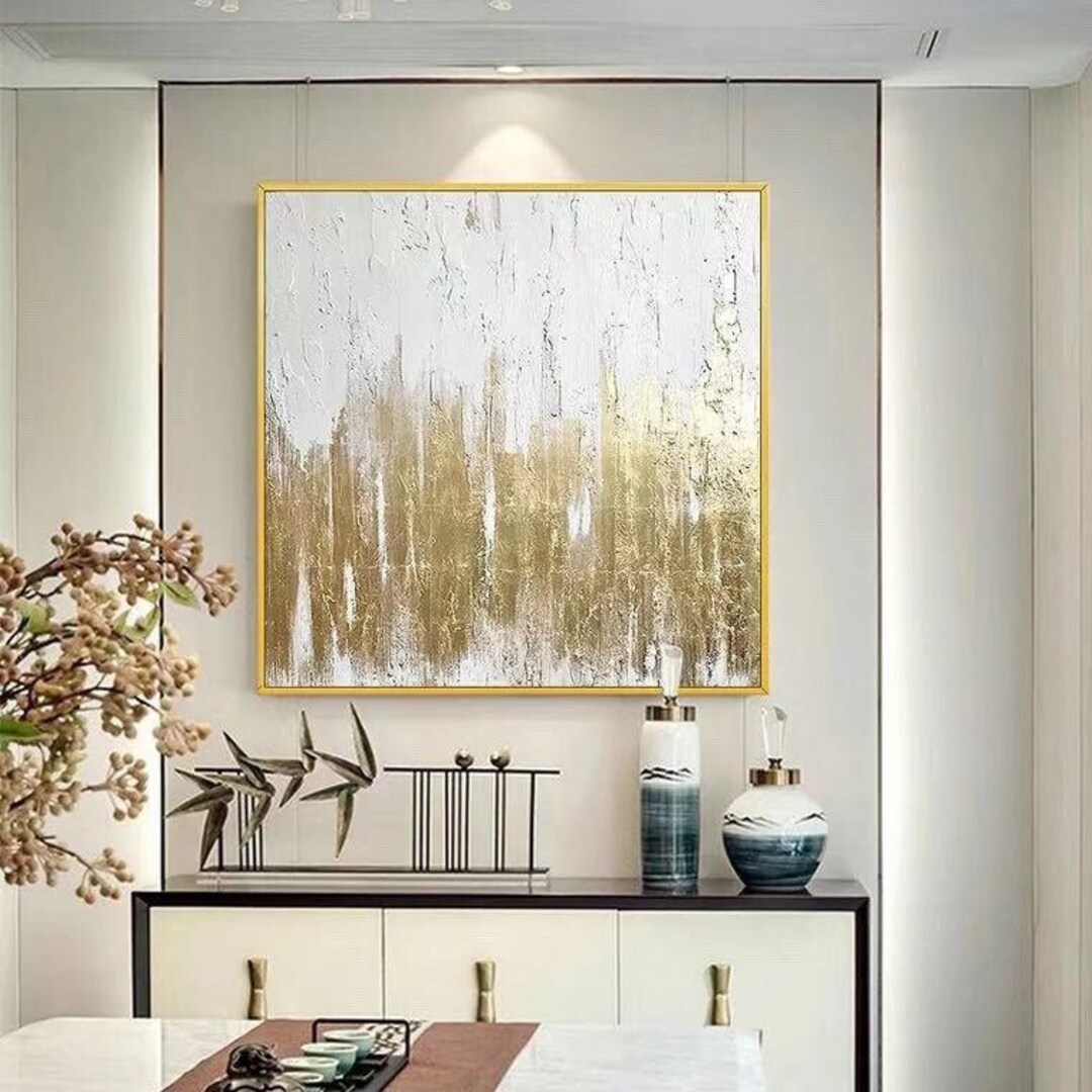Large Abstract Painting on Canvas Gold Leaf Painting Acrylic Painting ...