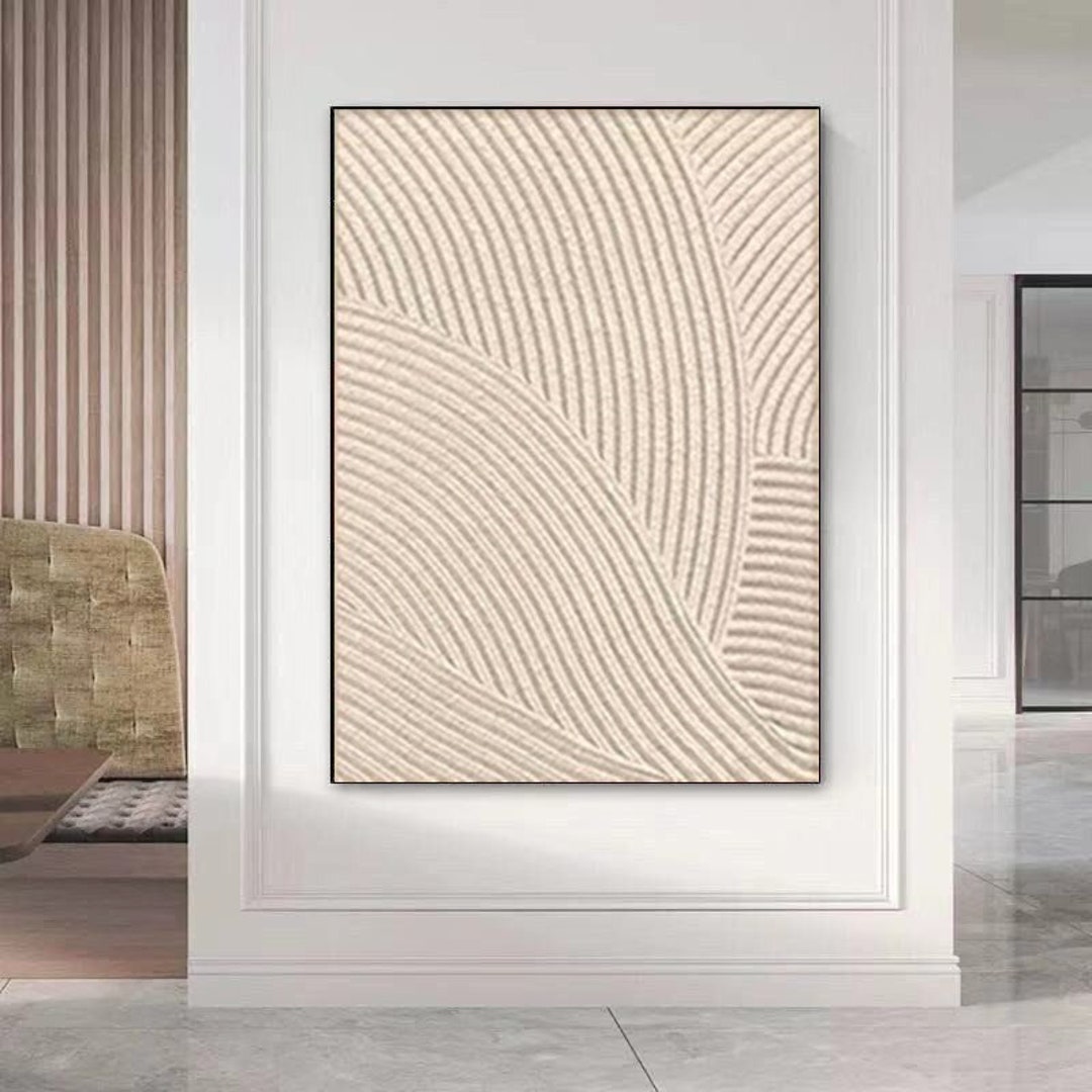 Modern Abstract Oil Painting Beige Minimalist Painting on Canvas 3D ...