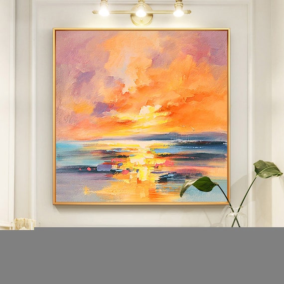 Abstract Landscape Painting, Sunrise Painting, Large Landscape Paintin   Abstract wall art painting, Abstract painting acrylic, Modern painting