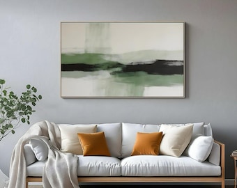 Modern abstract oil painting green landscape original painting on canvas green mountain art living room large wall art
