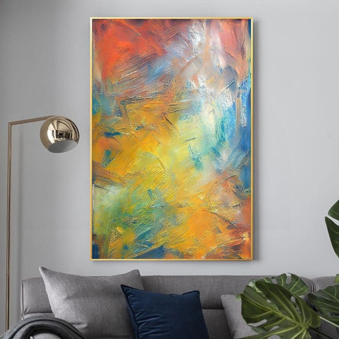 Vibrant Abstract Impasto Painting on Canvas Multicolored Textured Wall ...