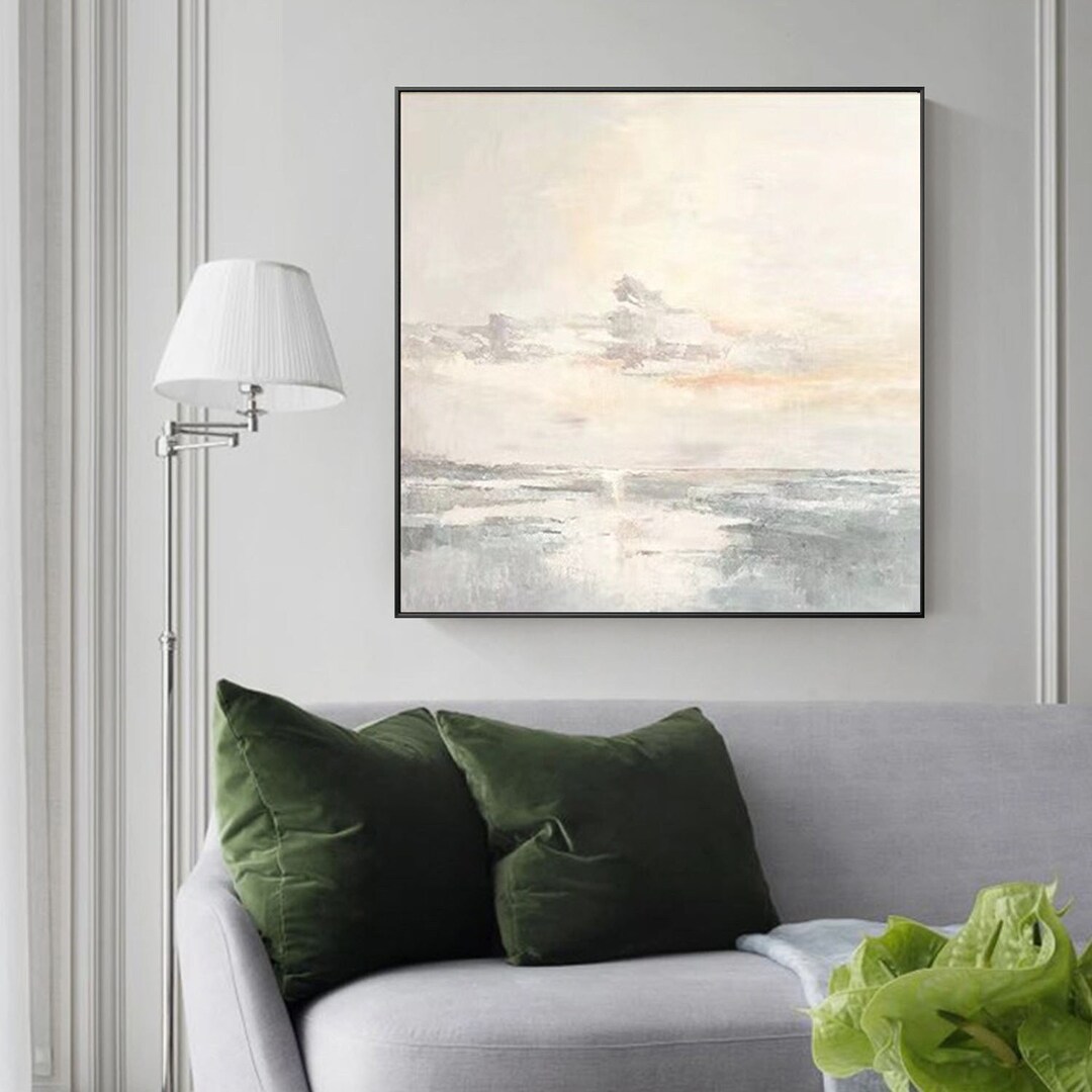 Abstract Acrylic Painting Large Ocean Painting Blue Seascape Art Gold
