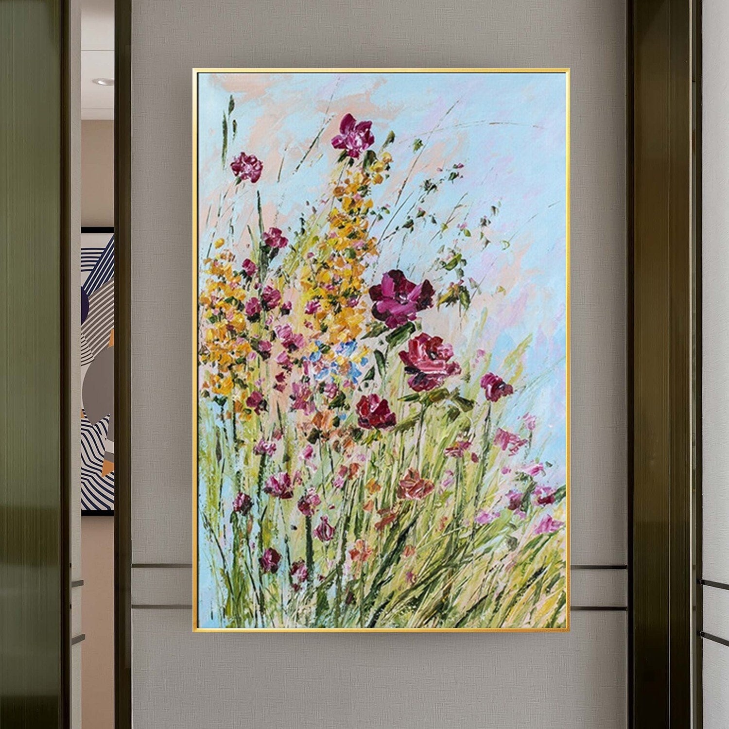 Palette Knife Art Plant Acrylic Painting Colorful Flower Art Abstract ...