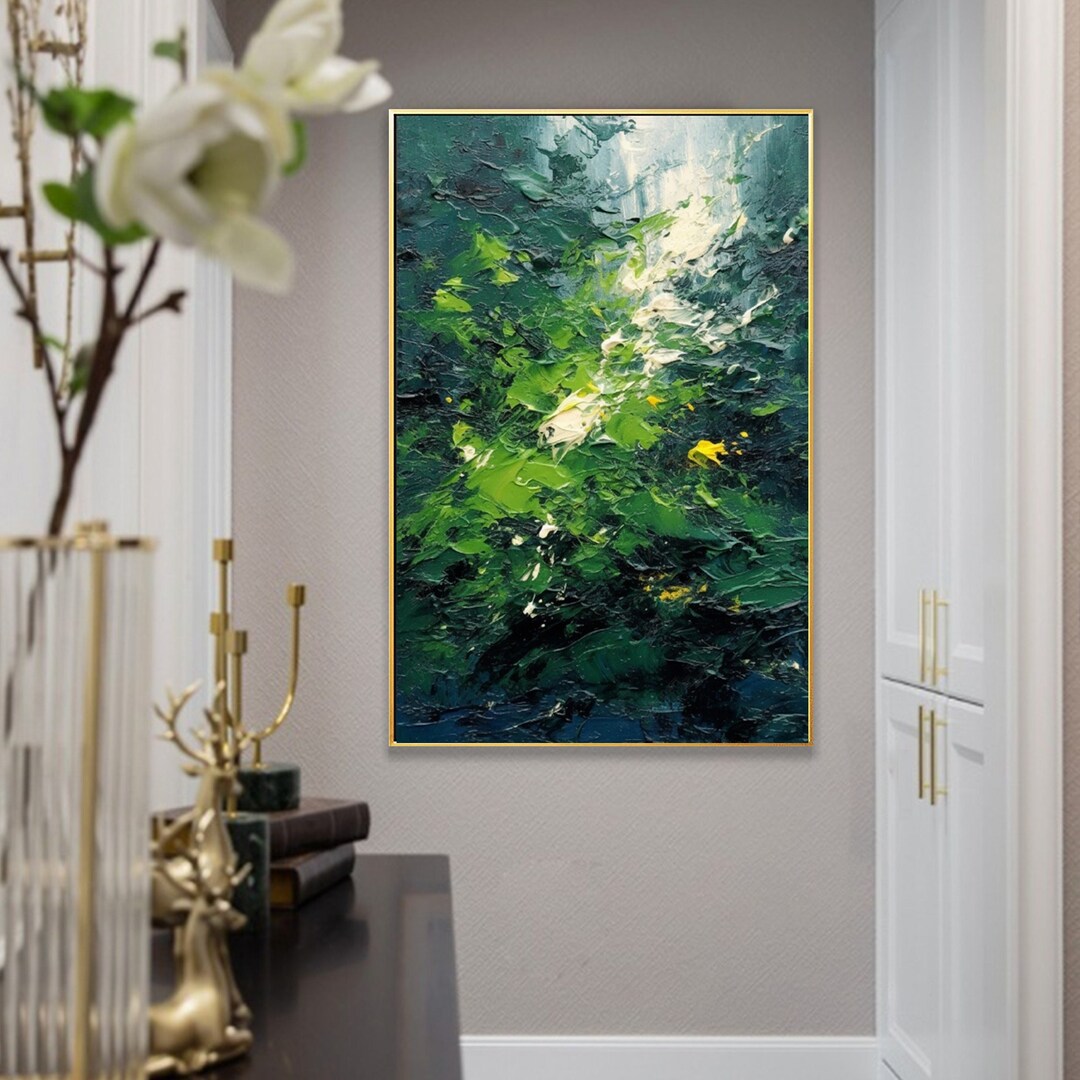 Original Green Forest Painting on Canvas Abstract Textured Wall Art ...