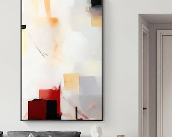 Large Abstract painting yellow colorful painting modern abstract beige brown artwork original painting boho wall art extra large wall art