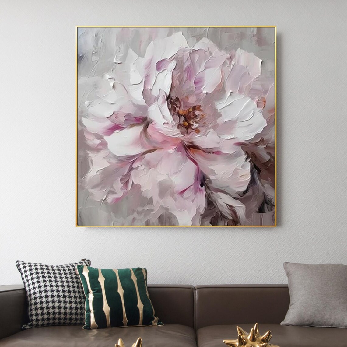 Picture of Flower Oil Painting on Canvas Heavy Texture Impasto Abstract Acrylic ...