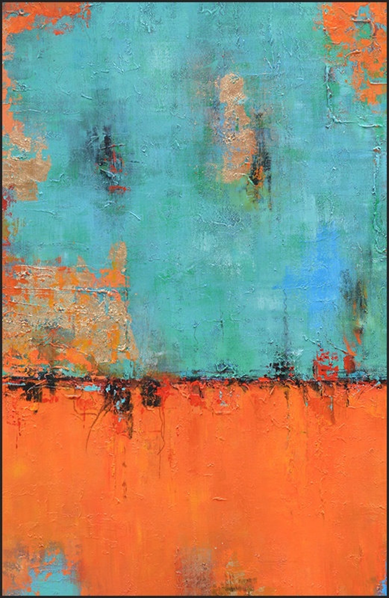 Modern abstract canvas painting geometry acrylic painting blue Etsy