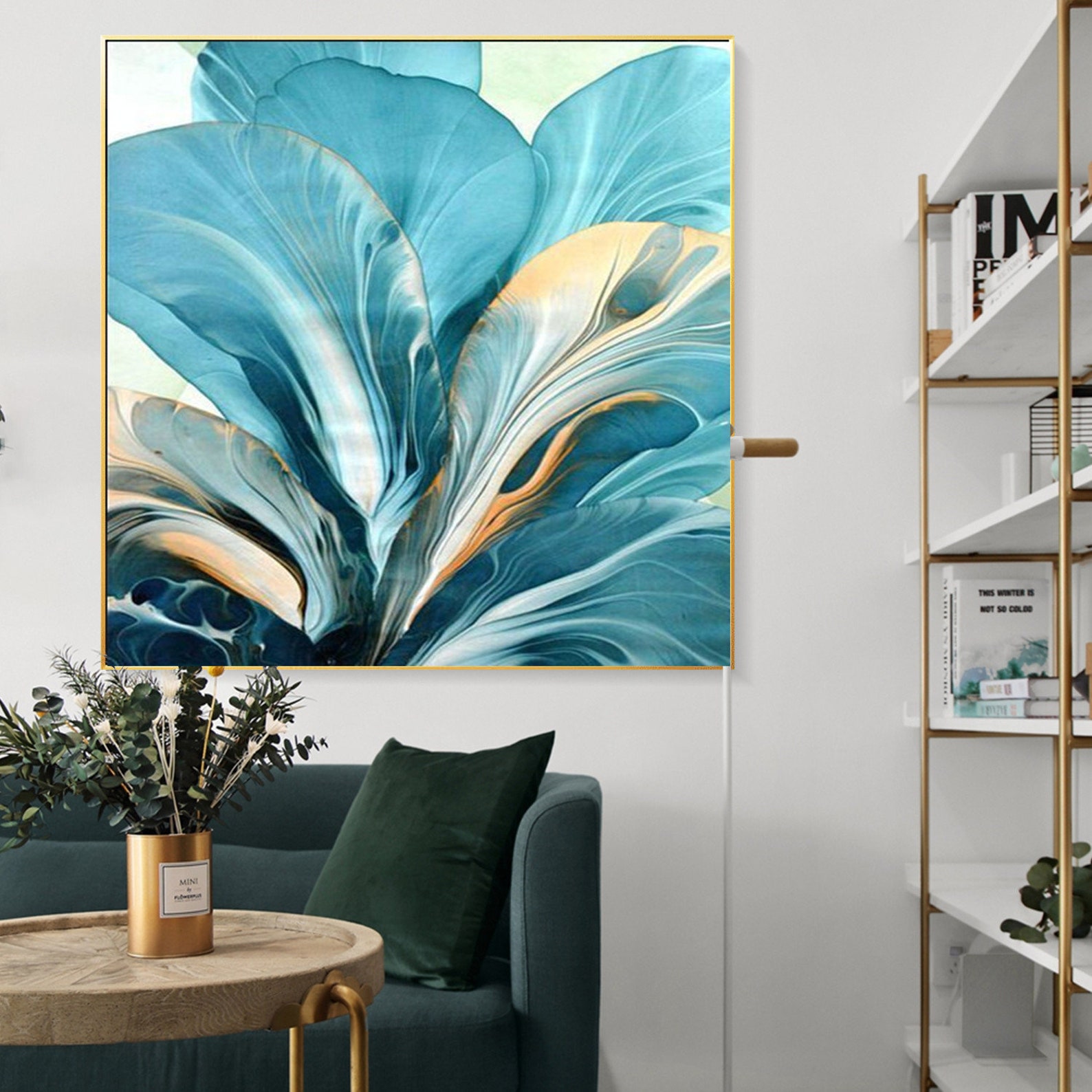 Abstract Plant Painting Green Floral Canvas Painting Plant Etsy