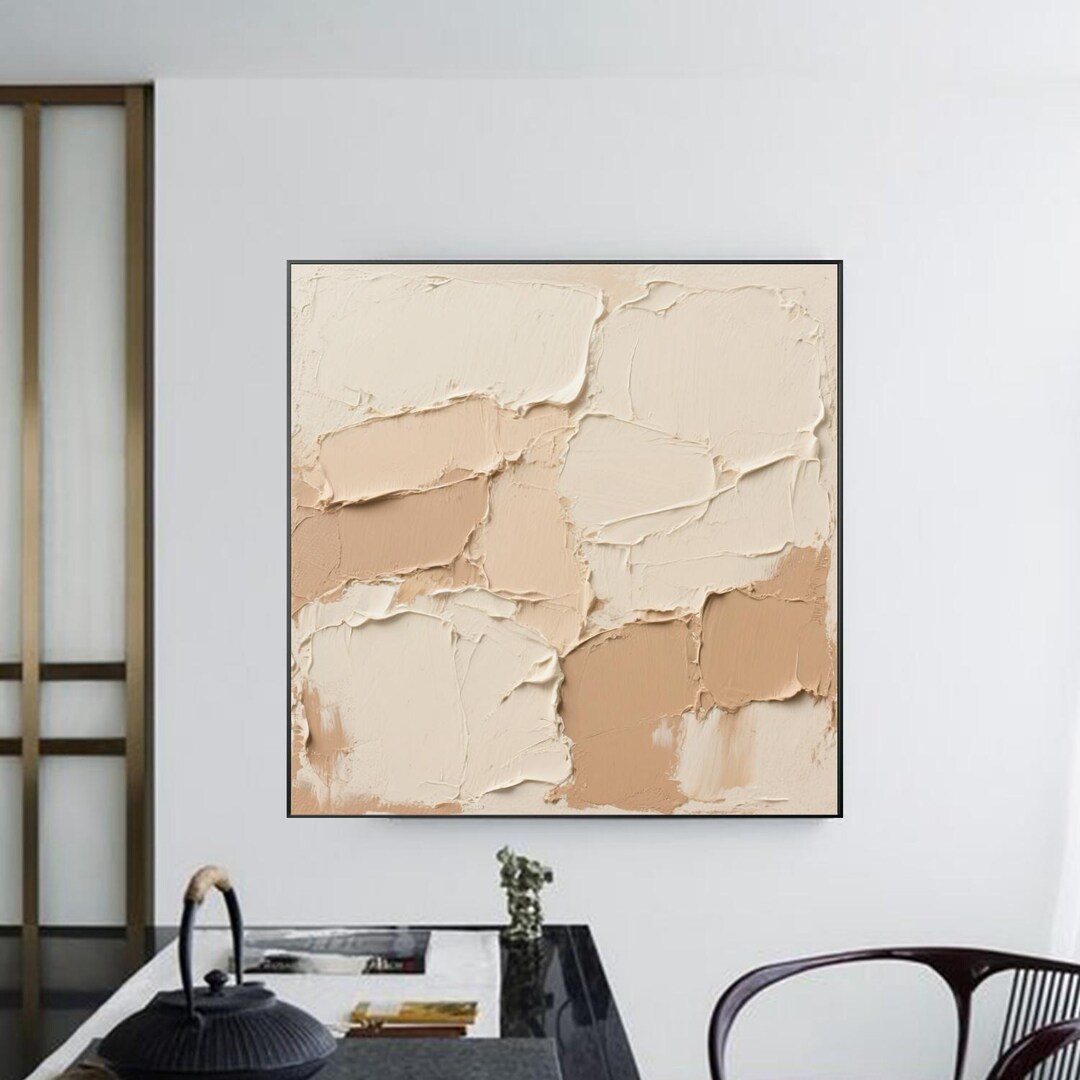 3D Abstract Wabi Sabi Beige Wall Art, Brown Painting, Earth Tone ...