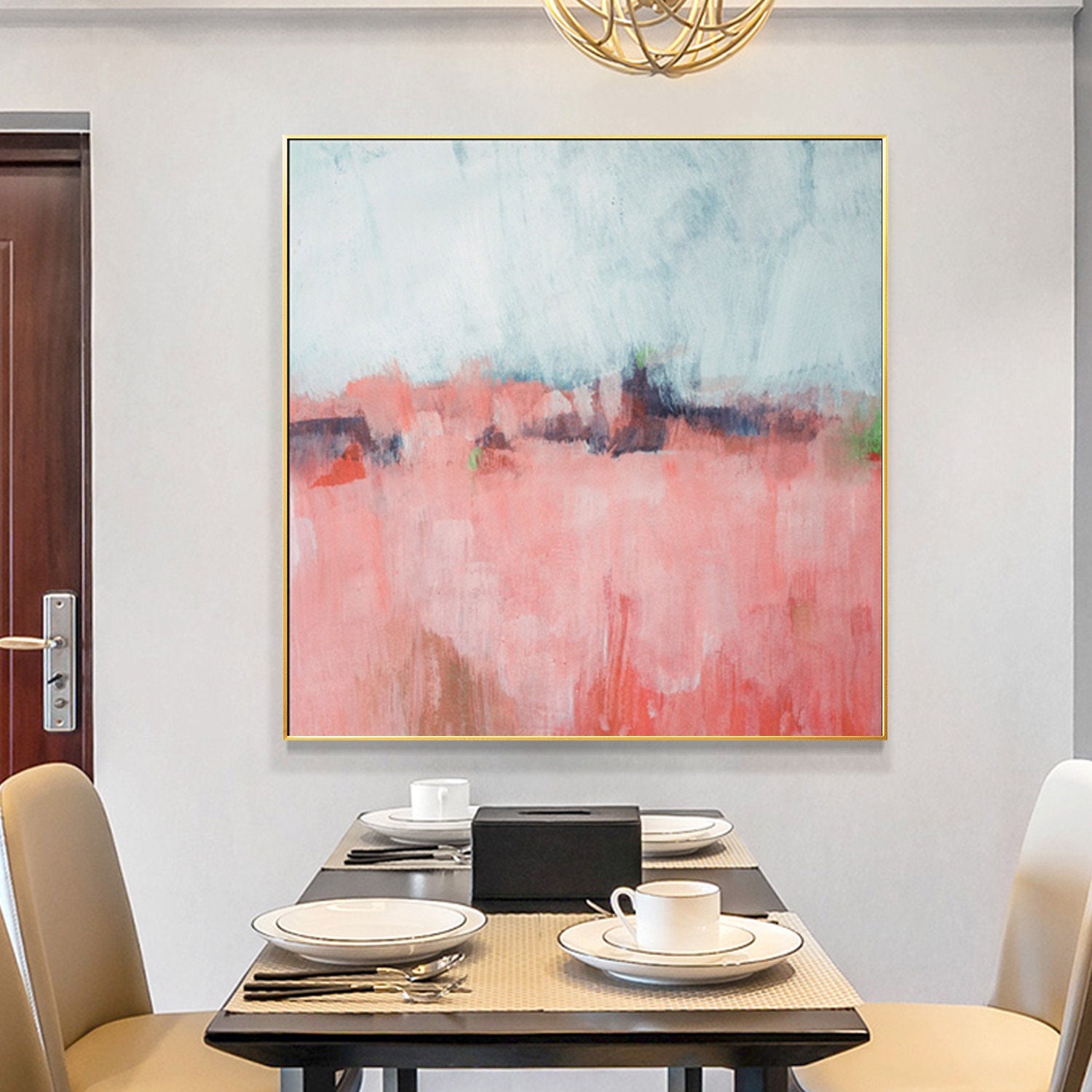 Abstract Painting Modern Art Pink 