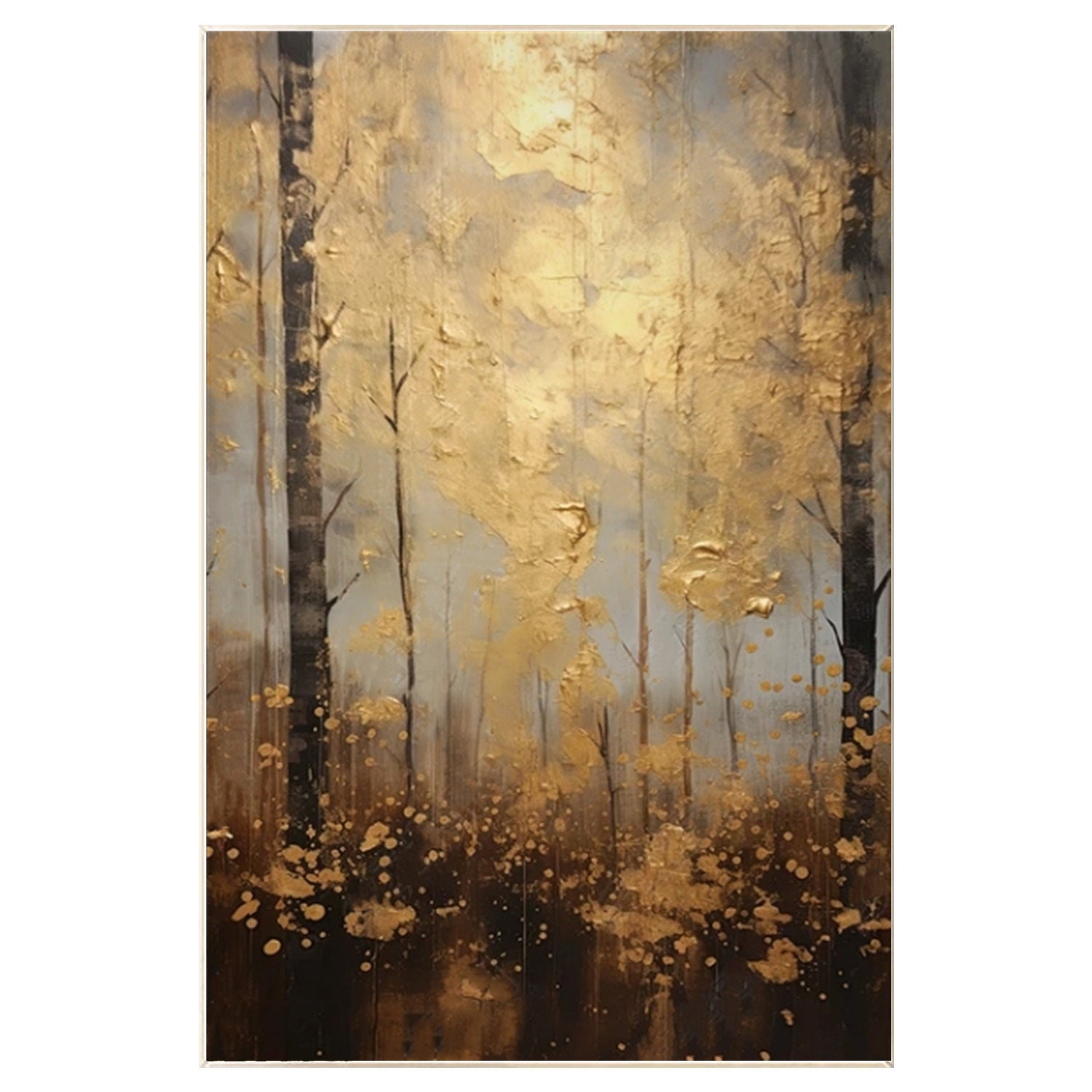 Original Gold Forest Painting on Canvas Abstract Textured Wall Art ...