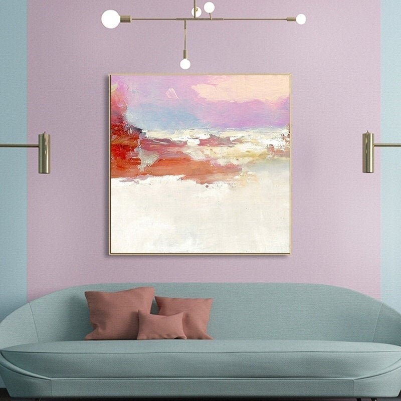 Abstract painting original impasto acrylic painting on canvas red blue pink canvas paintings white canvas extra large living room wall art