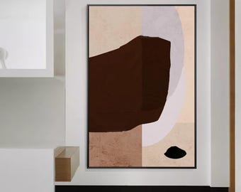 Beige Abstract Painting on Canvas: Earth Tone Wabi Sabi Wall Art