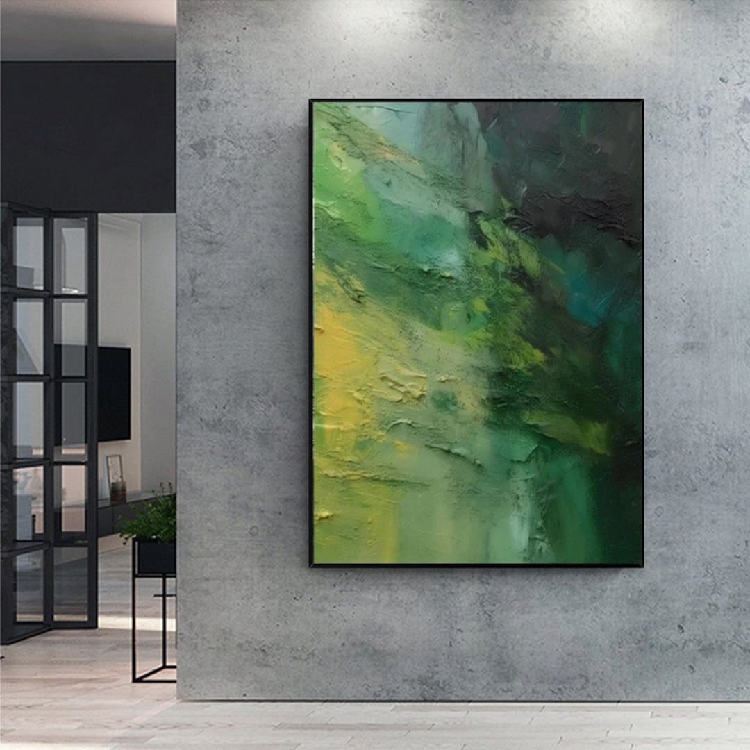 Green Abstract Art Canvas Green Painting Lemon Green Abstract Art ...