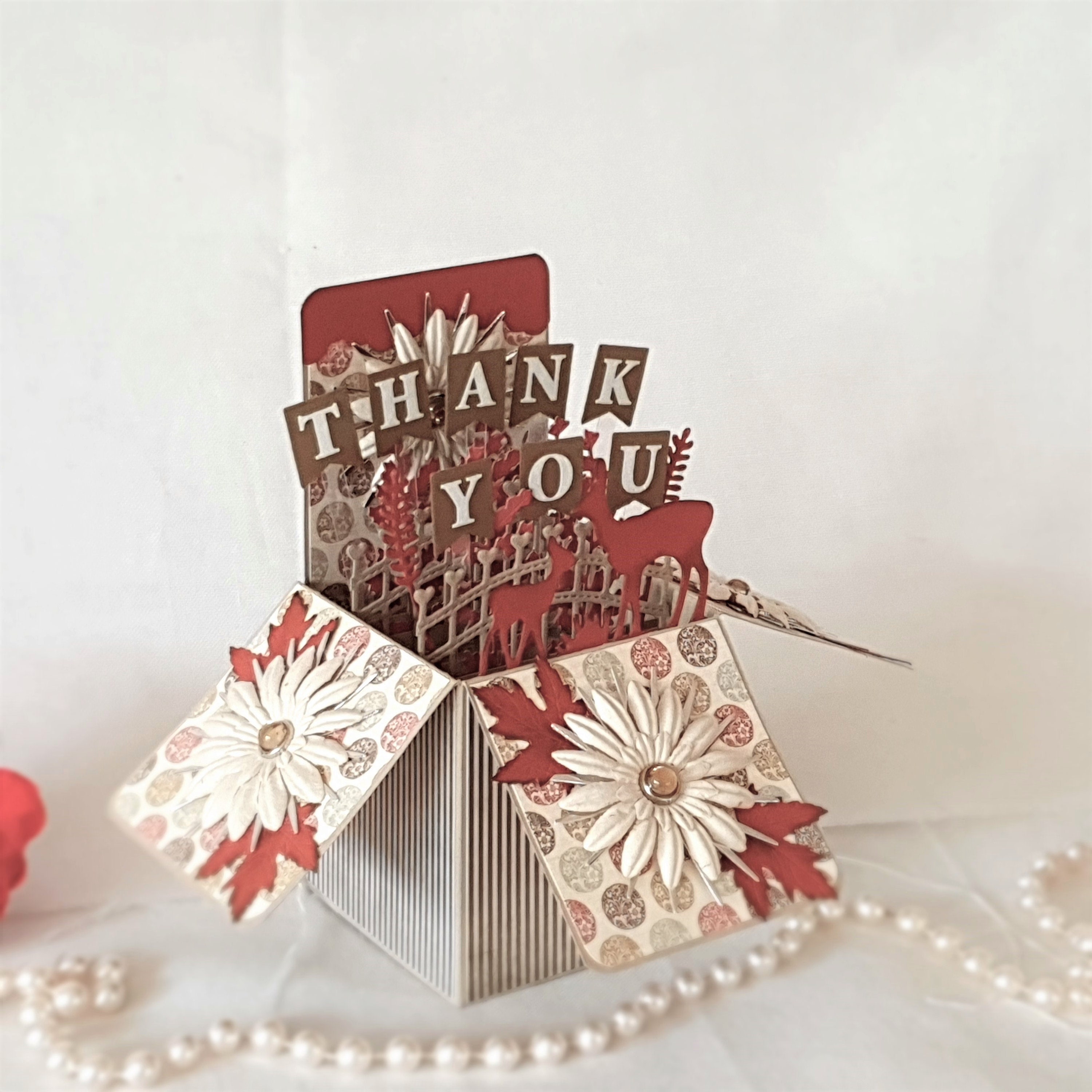 Thank You Card Pop up Box Card Handmade Card Autumn Theme - Etsy