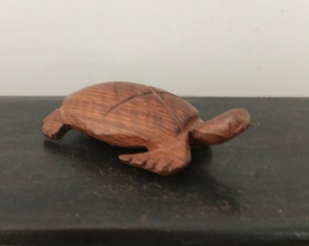 Wooden Turtle Hand Carved Hardwood Vintage