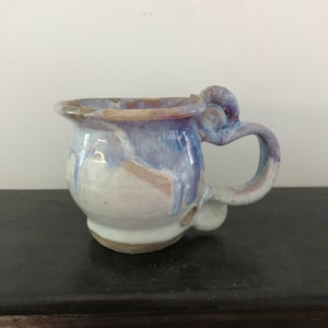 Studio Pottery Mug Hand Made Ammonite Fossil Drip Glazed Vintage