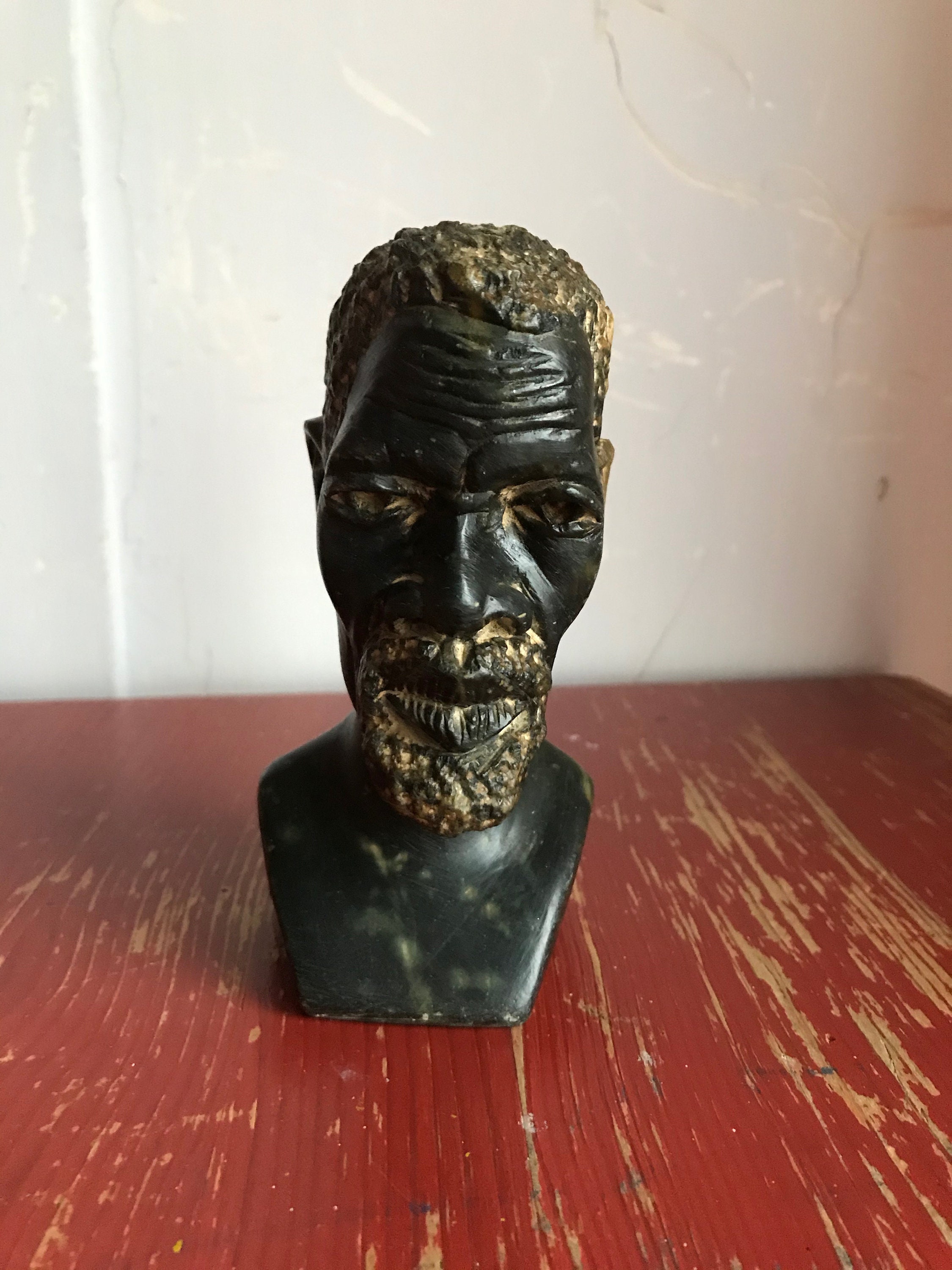 South African Soapstone Bust Carved Head Signed Hand Carved Etsy