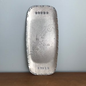 Schüssel Norwegen Landkarte Norwegen Aluminium Vintage Mid Century