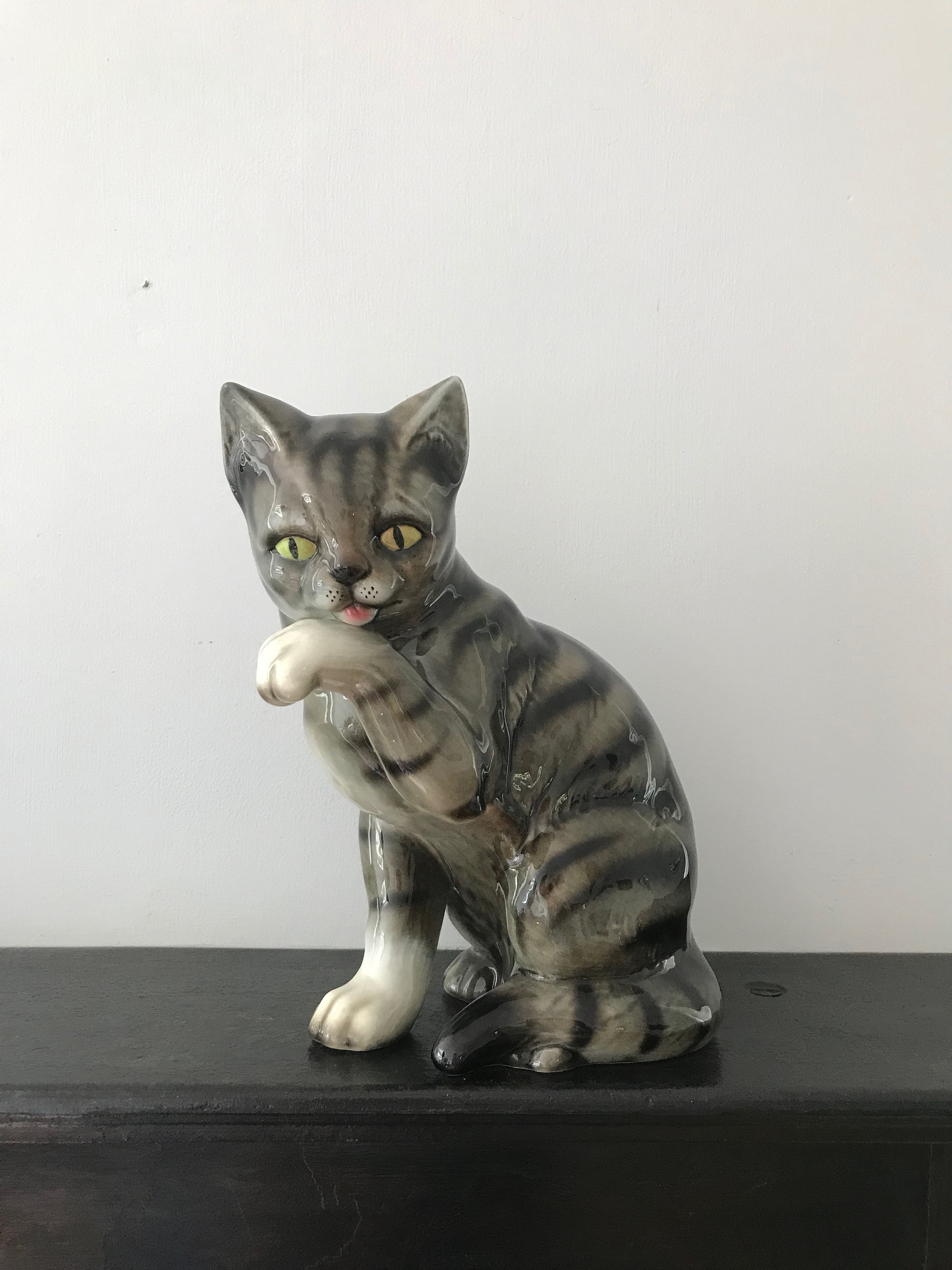 Large Goebel Cat West German Mid Century Tabby Cat Vintage