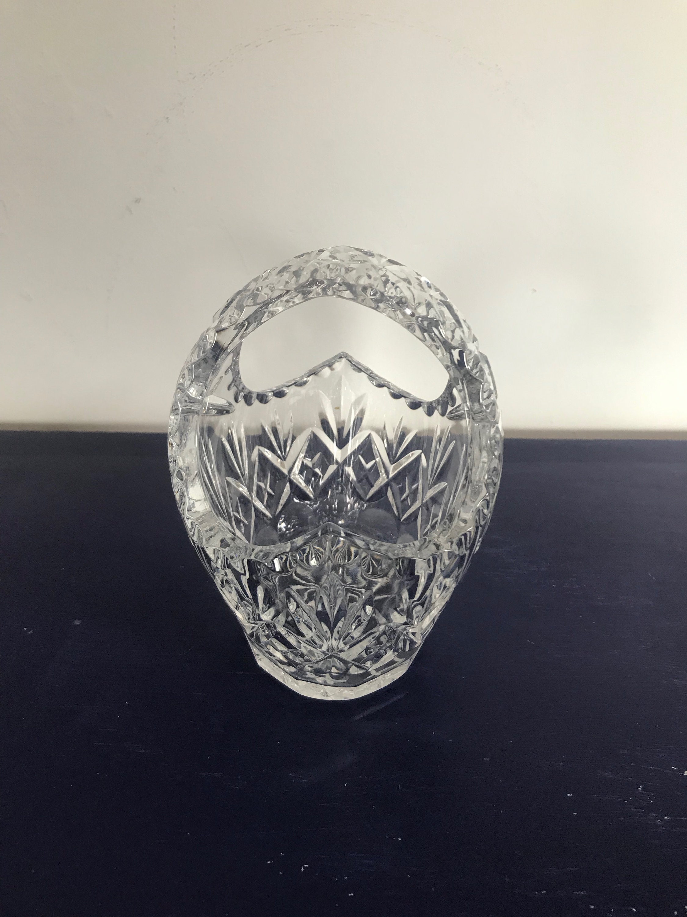 Lead Crystal Basket Vintage Flowers Fruit Display Etsy