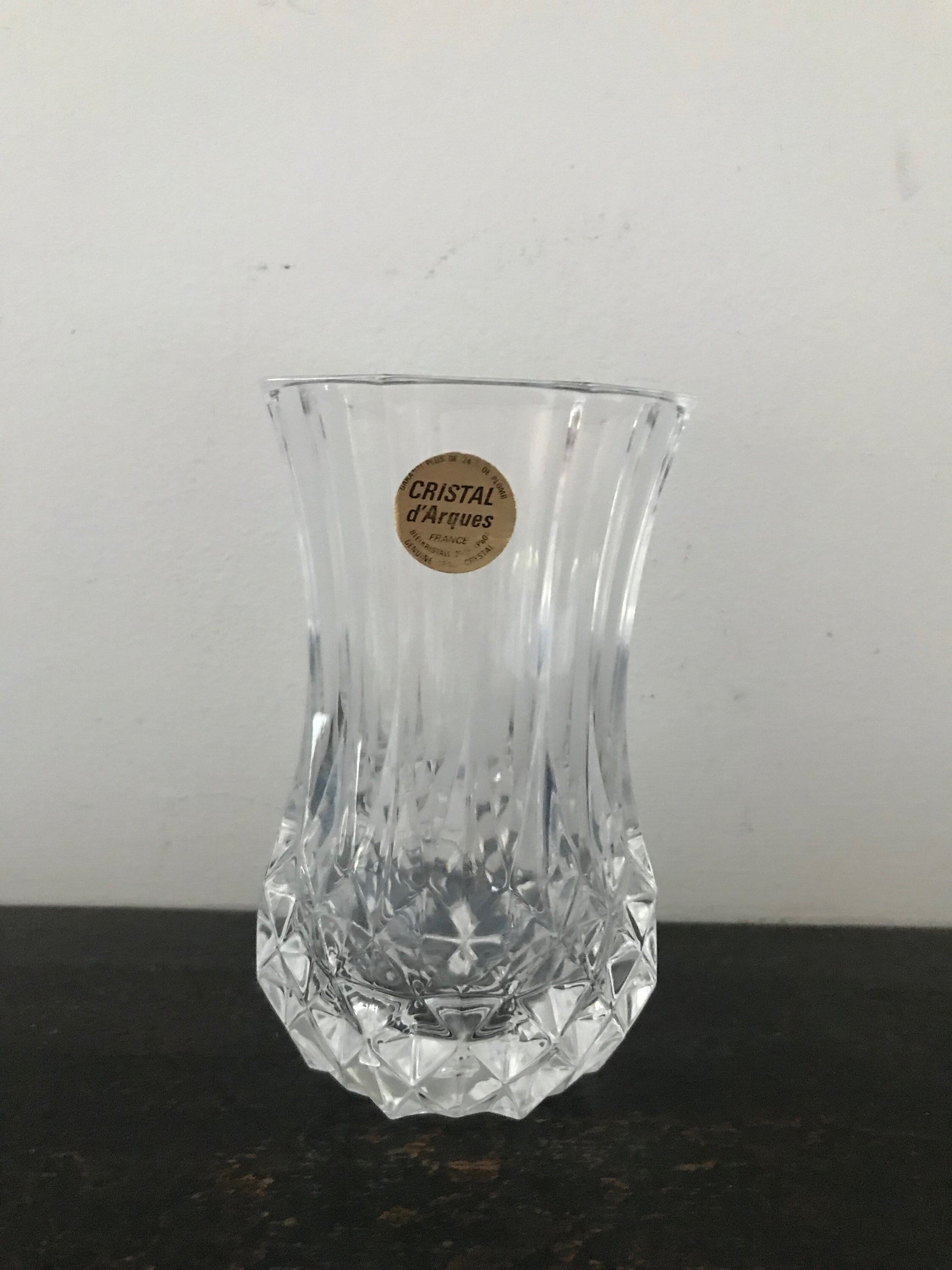 クリスタル・ダルク花瓶 フランス製 鉛クリスタル アザミカット