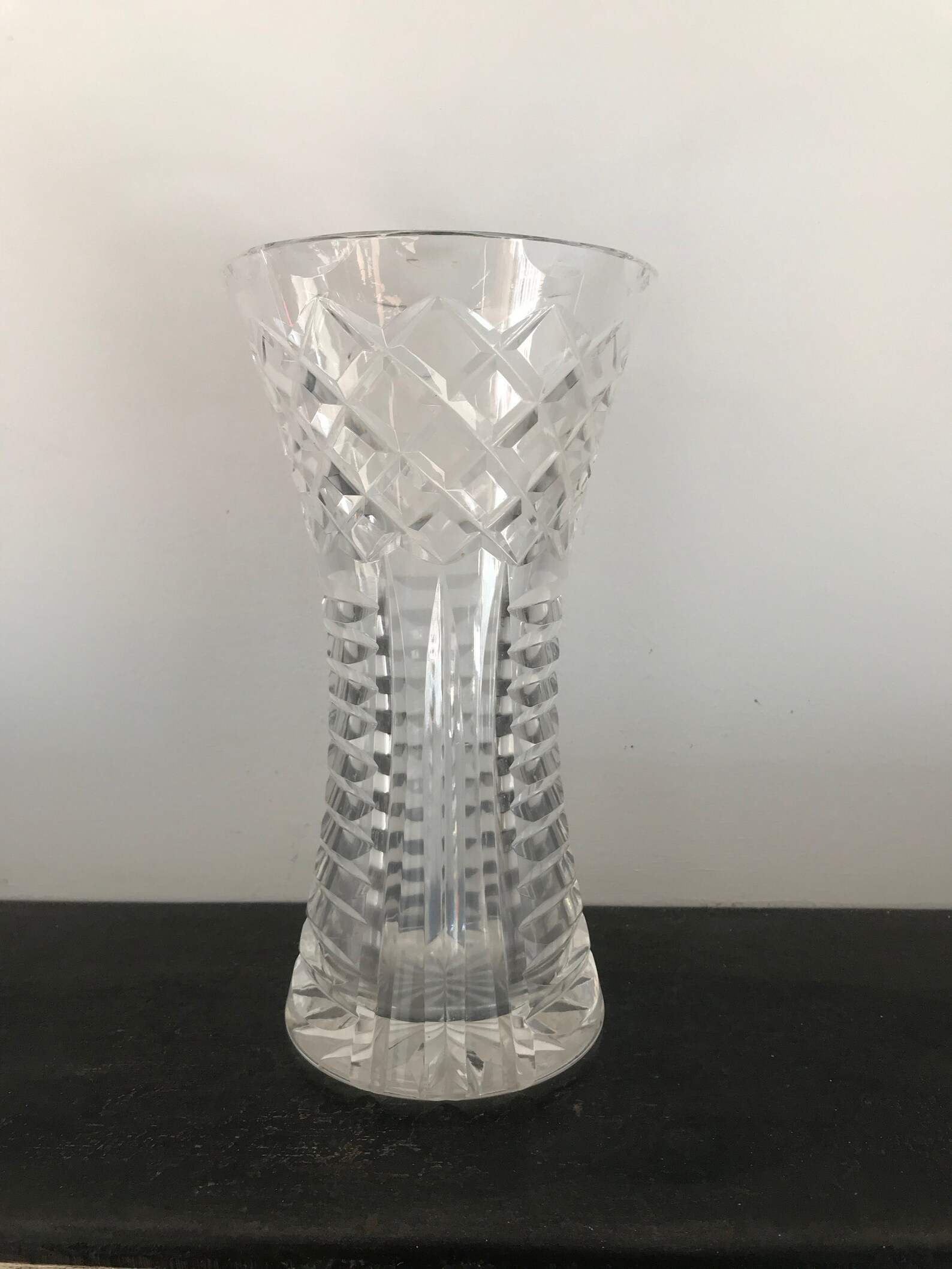 Large Heavy Cut Crystal Lead Crystal Vase Vintage Etsy