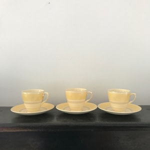 Three New Hall Art Deco Cups And Saucers Coffee Cups Vintage 1930s Hanley
